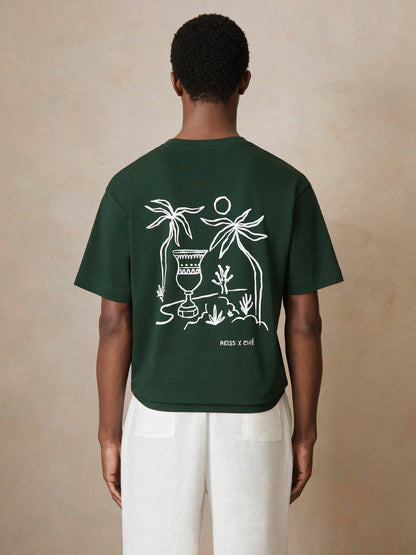 | Ché Cotton Palm-Tree T-Shirt in Green Men | Reiss