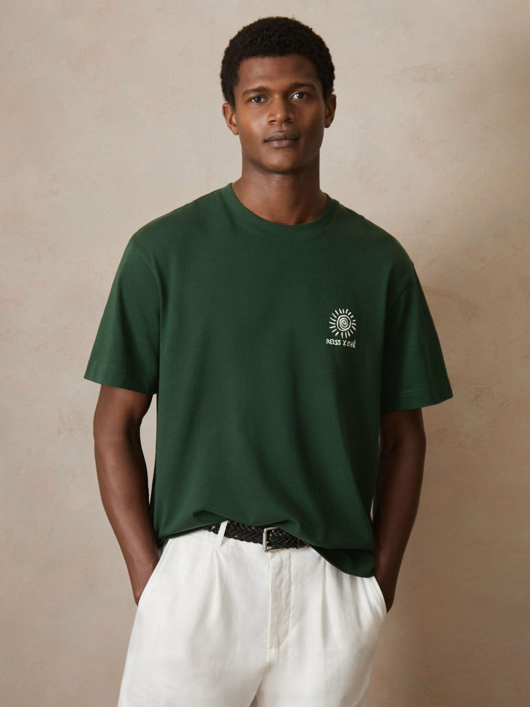 | Ché Cotton Palm-Tree T-Shirt in Green Men | Reiss