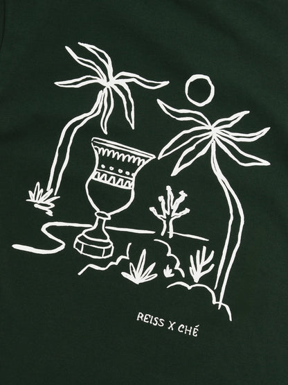 | Ché Cotton Palm-Tree T-Shirt in Green Men | Reiss
