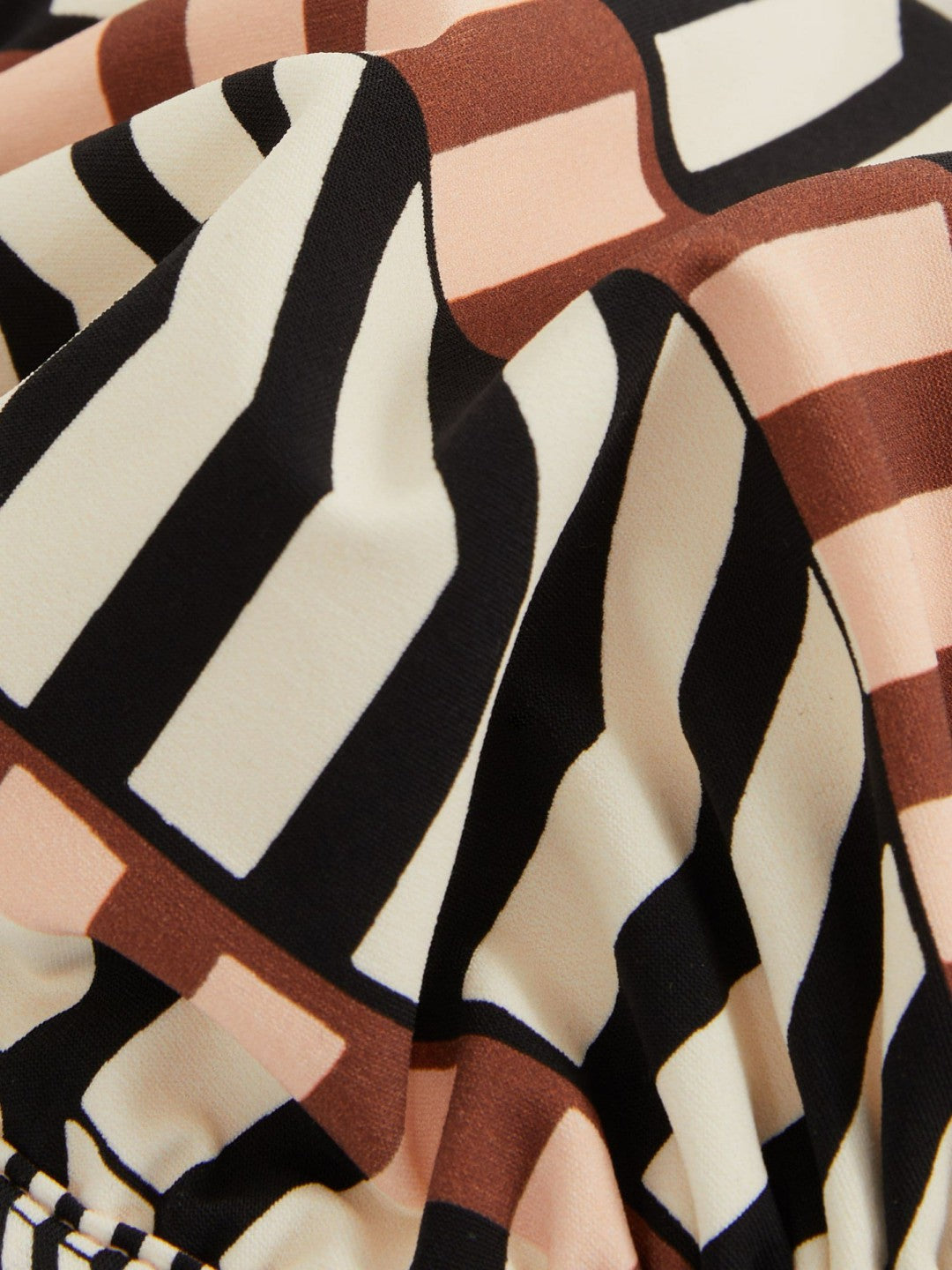 Chevron Stripe Underwired Bikini Top in Black/Brown Women | Reiss