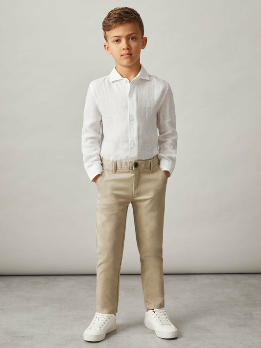 3-9 yrs Slim Fit Casual Chinos in Stone Children & Baby | Reiss
