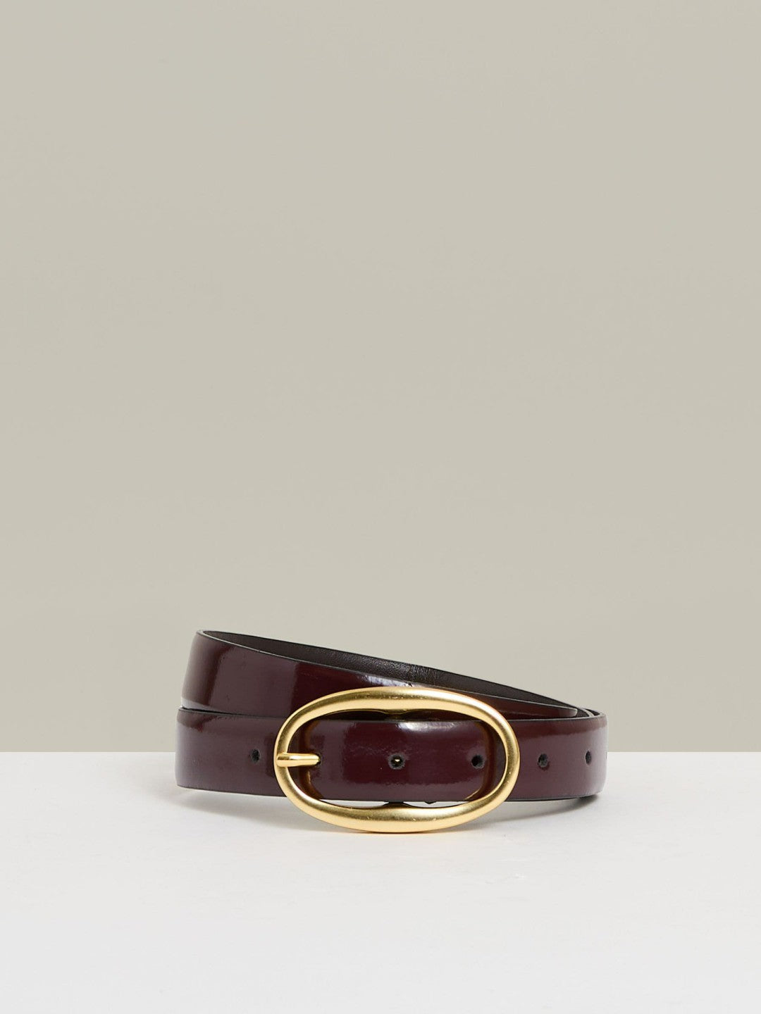 Patent Leather Oval Buckle Belt in Oxblood Women | Reiss