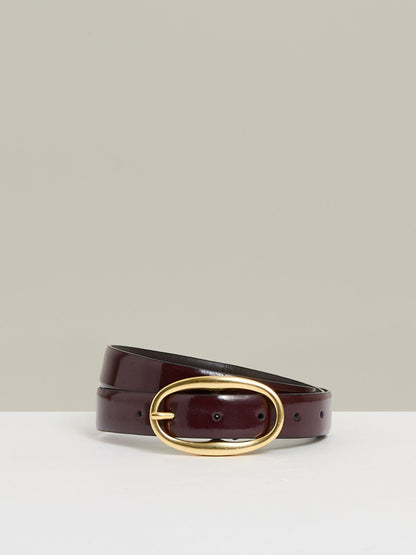 Patent Leather Oval Buckle Belt in Oxblood Women | Reiss