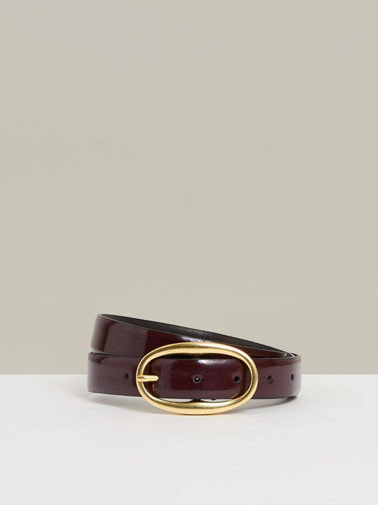 Patent Leather Oval Buckle Belt in Oxblood Women | Reiss