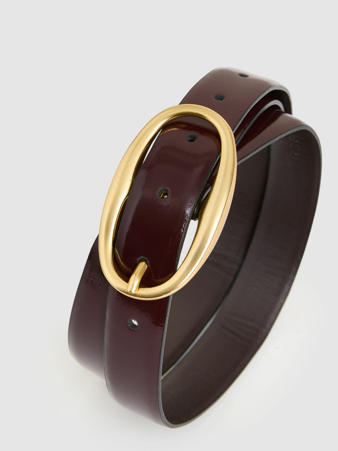 Patent Leather Oval Buckle Belt in Oxblood Women | Reiss