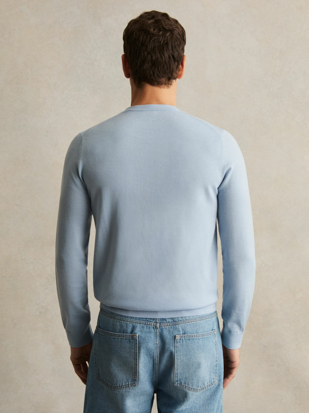 Merino Wool Crew Neck Jumper in Soft Blue Men | Reiss