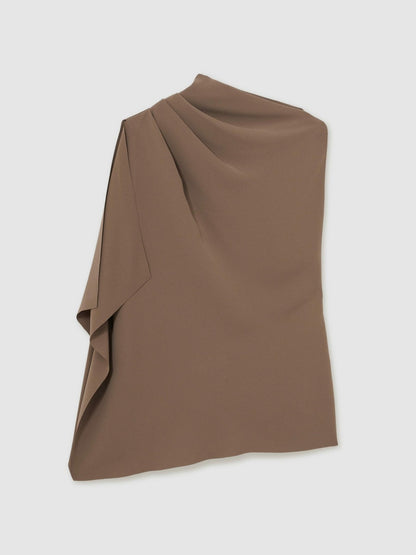 One-Shoulder Draped Top in Mink Women | Reiss