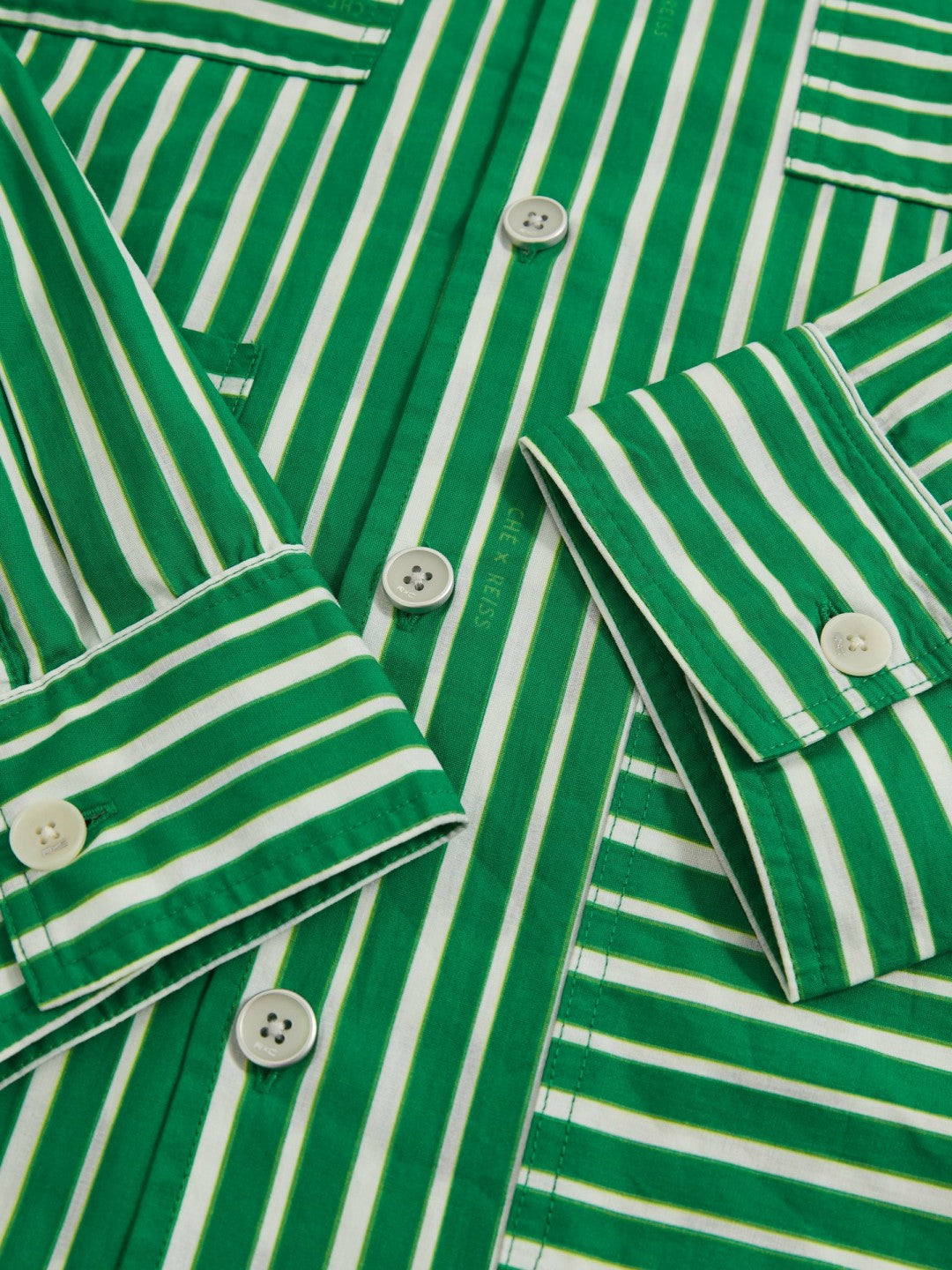 | Ché Poplin Stripe Pocket Shirt in Bright Green/White Men | Reiss