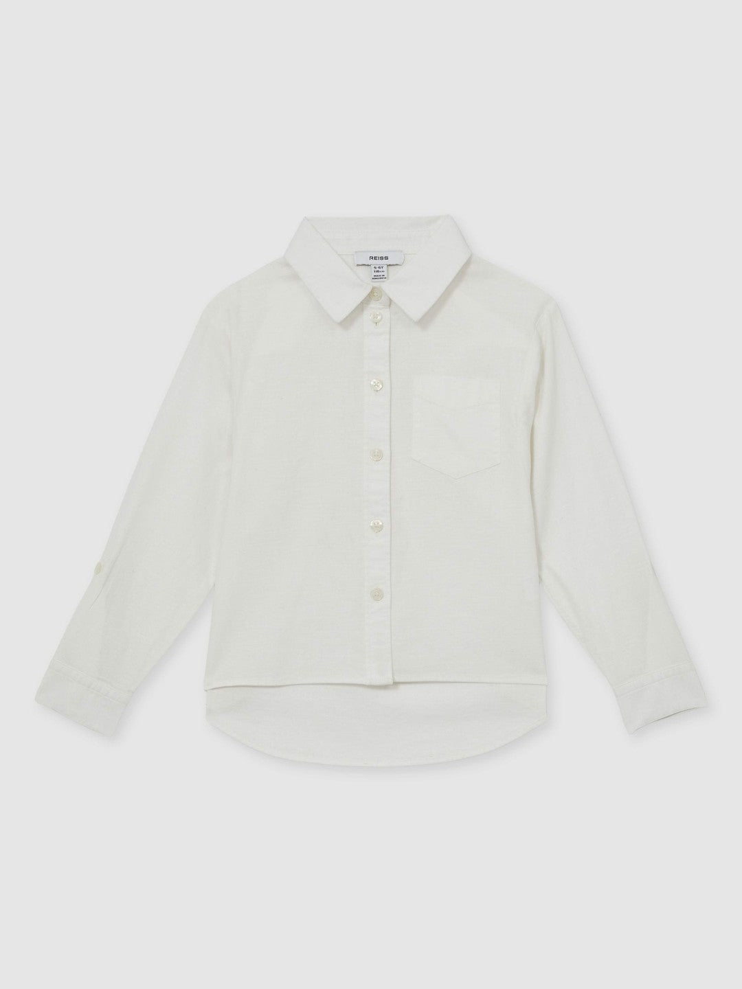 4-9 yrs Linen Roll-Cuff Shirt in Ivory Children & Baby | Reiss