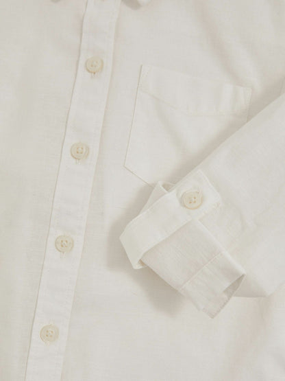 4-9 yrs Linen Roll-Cuff Shirt in Ivory Children & Baby | Reiss
