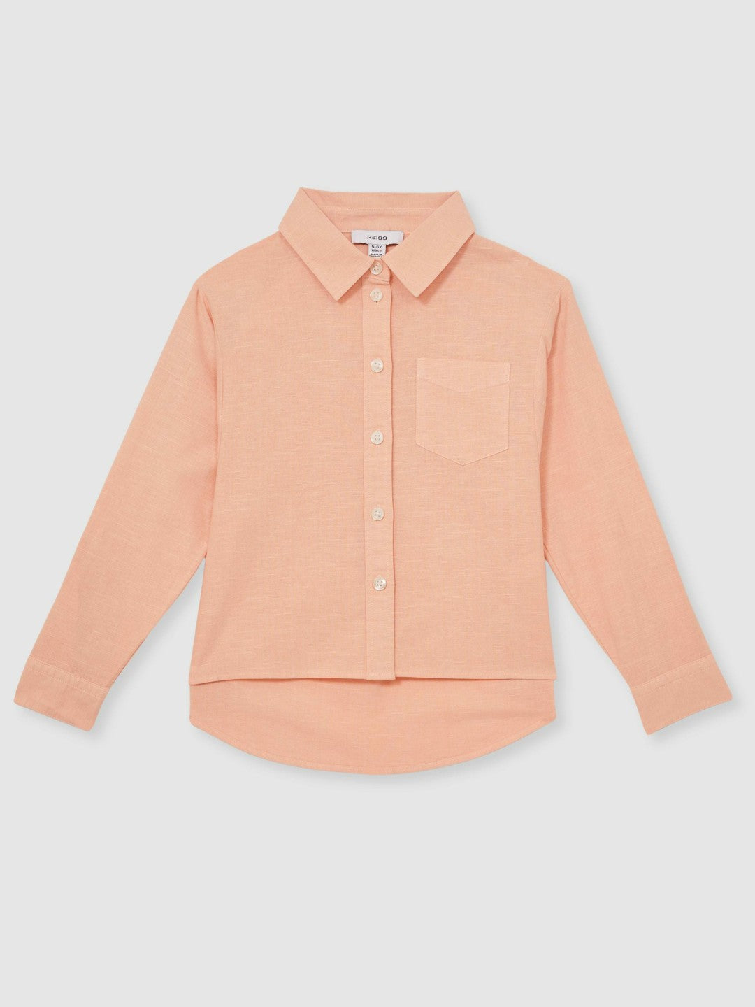 4-9 yrs Linen Roll-Cuff Shirt in Peach Children & Baby | Reiss