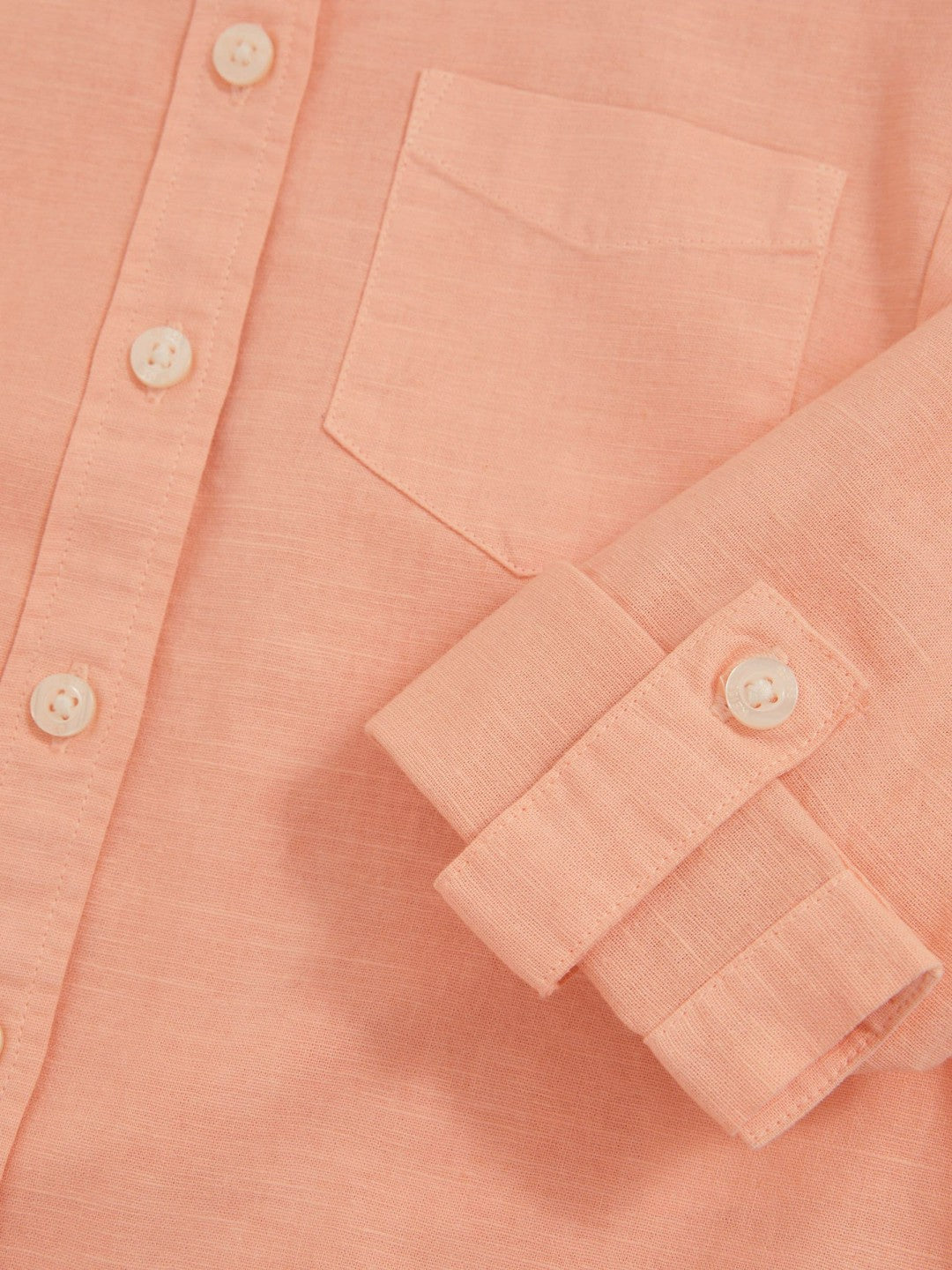 4-9 yrs Linen Roll-Cuff Shirt in Peach Children & Baby | Reiss