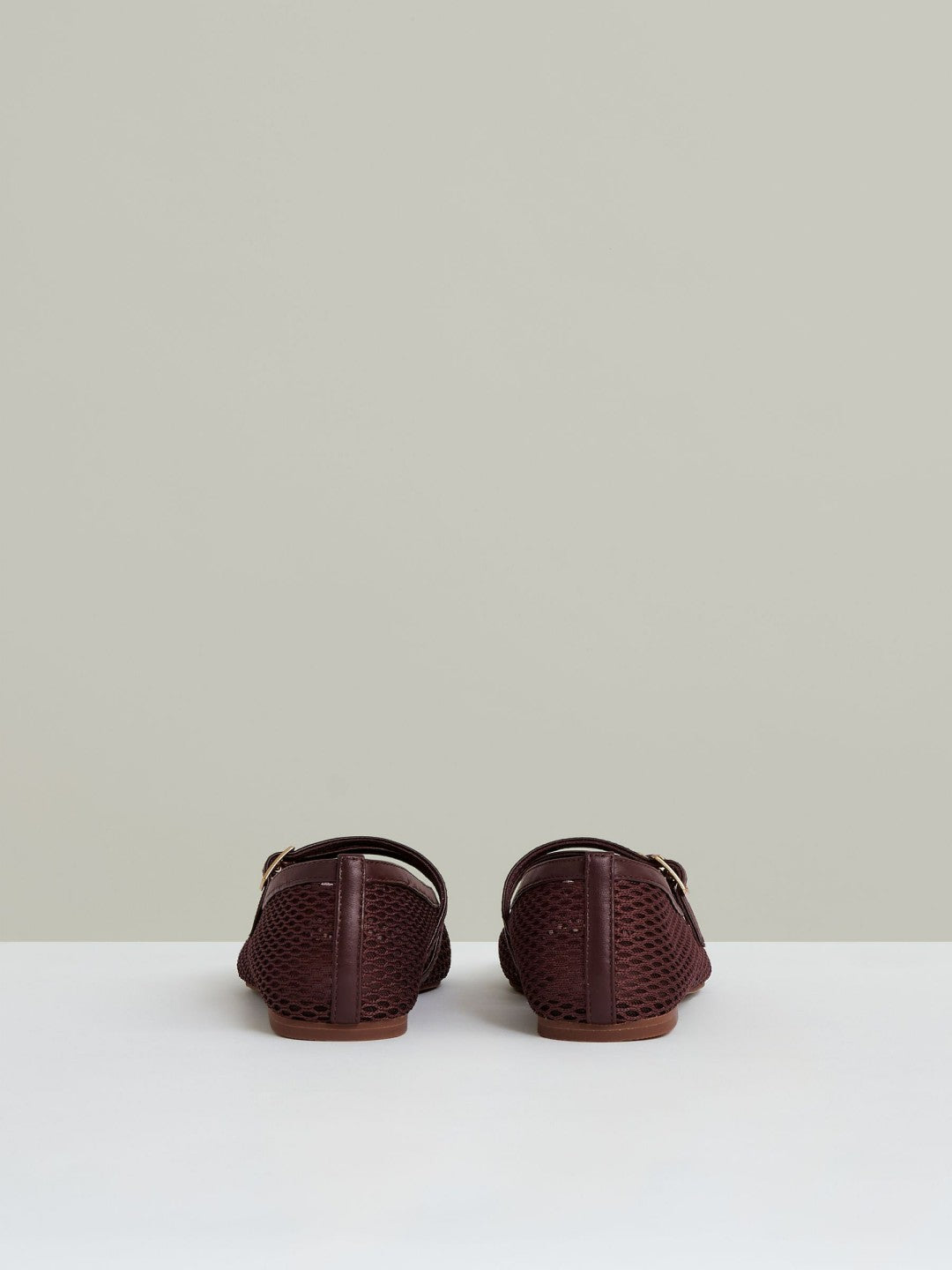 Mesh Double-Strap Ballet Flats in Oxblood Women | Reiss