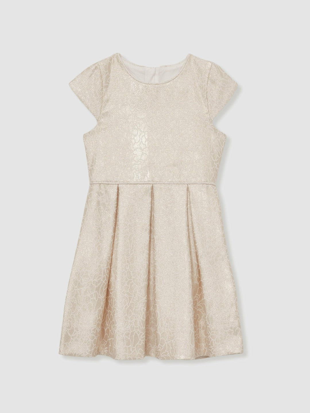 4-9 yrs Brocade Cap-Sleeve Pleated Dress in Ivory Children & Baby | Reiss