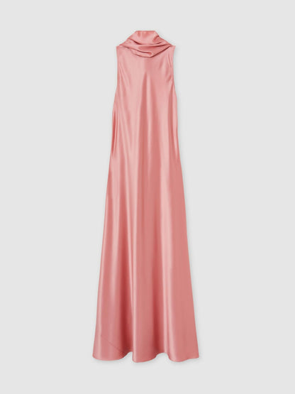 Petite Satin Cape Maxi Dress in Pink Women | Reiss
