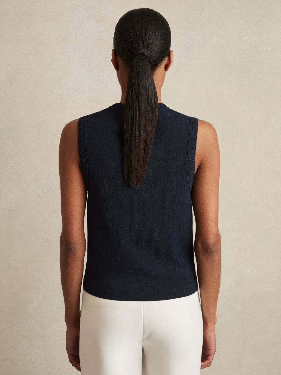 Knitted Button Through Vest in Navy Women | Reiss