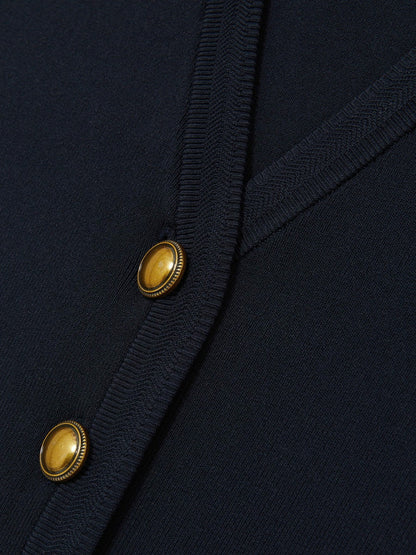 Knitted Button Through Vest in Navy Women | Reiss