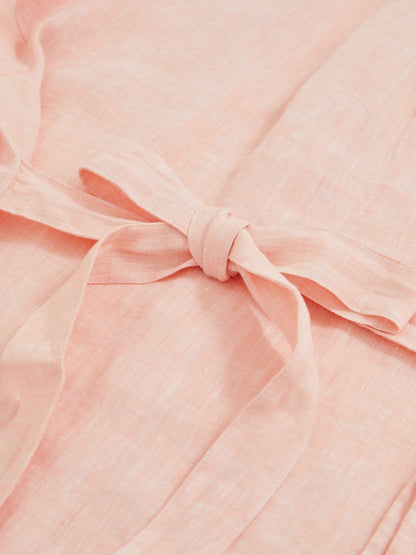Linen Tie-Back Shirt in Pale Pink Women | Reiss