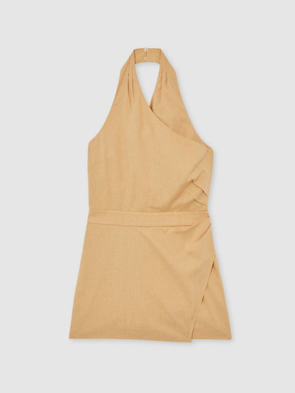 Lyocell Cotton Halter Skort Playsuit in Camel Women | Reiss