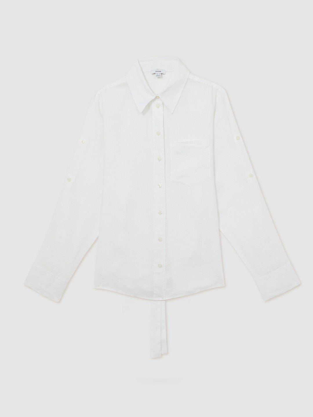 Linen Tie-Back Shirt in White Women | Reiss
