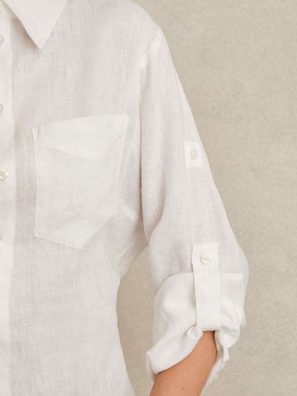 Linen Tie-Back Shirt in White Women | Reiss