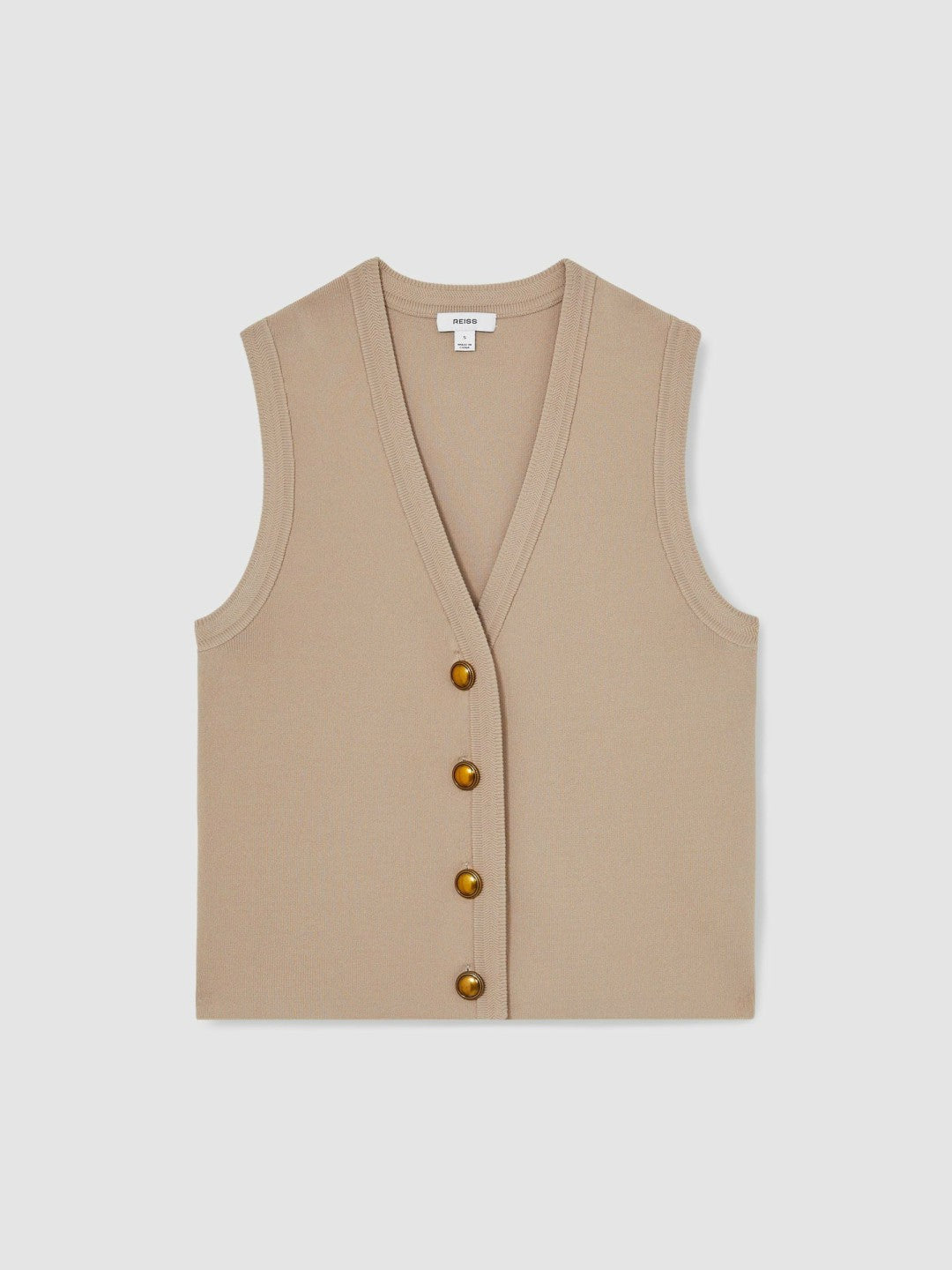 Knitted Button Through Vest in Neutral Women | Reiss