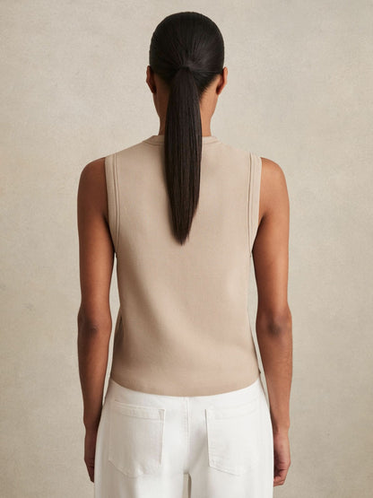 Knitted Button Through Vest in Neutral Women | Reiss