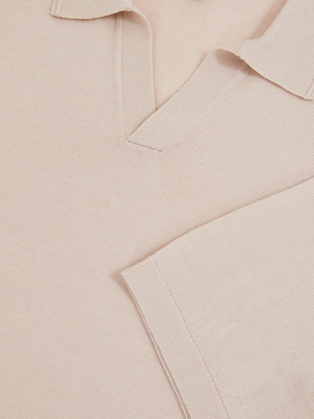 Merino Wool Open Collar Polo Shirt in Beige Men | Reiss