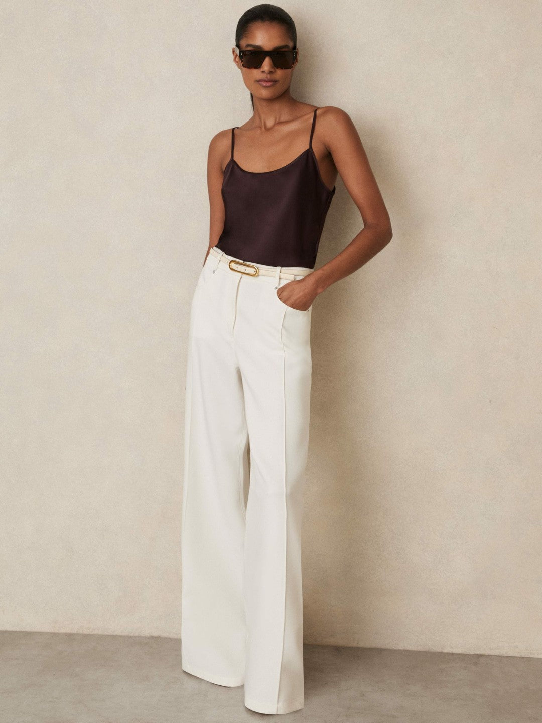 Silk Cami Top in Burgundy Women | Reiss