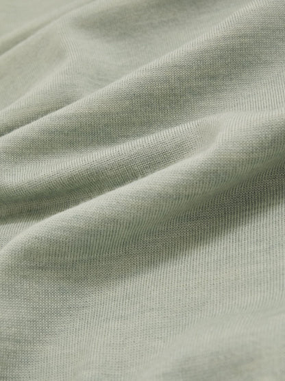 Merino Wool Open Collar Polo Shirt in Sage Green Melange Men | Reiss
