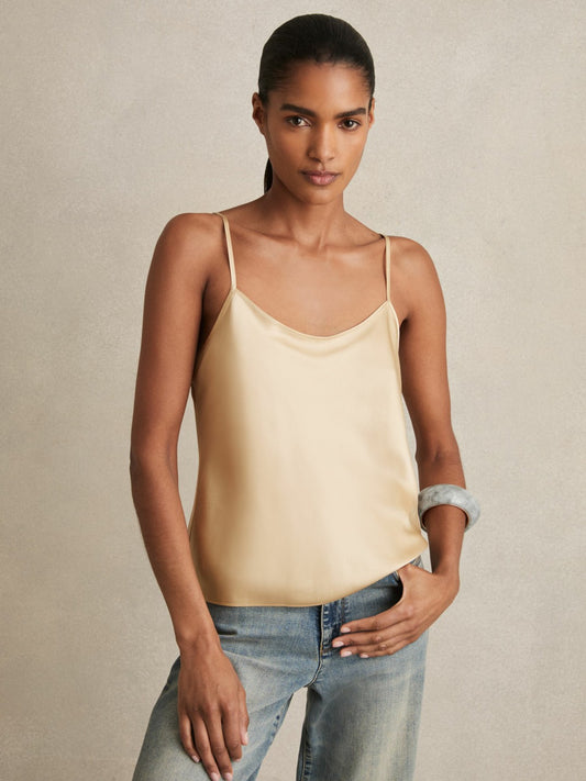 Silk Cami Top in Gold Women | Reiss