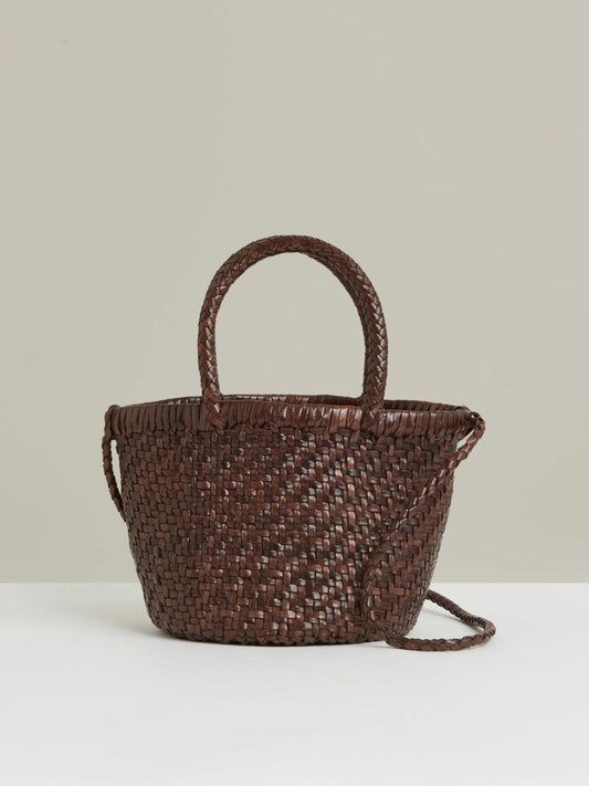 Leather Woven Mini Tote Bag in Chocolate Women | Reiss