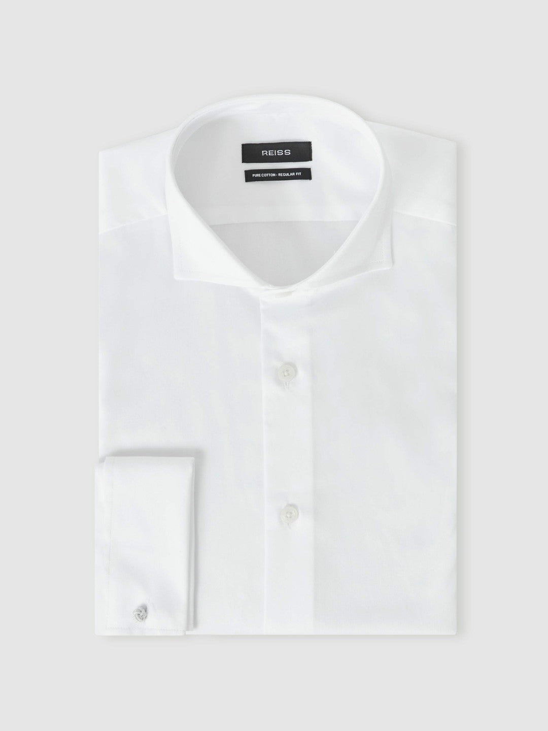 Double-Cuff Two-Fold Cotton Shirt in White Men | Reiss