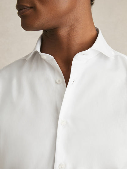 Double-Cuff Two-Fold Cotton Shirt in White Men | Reiss