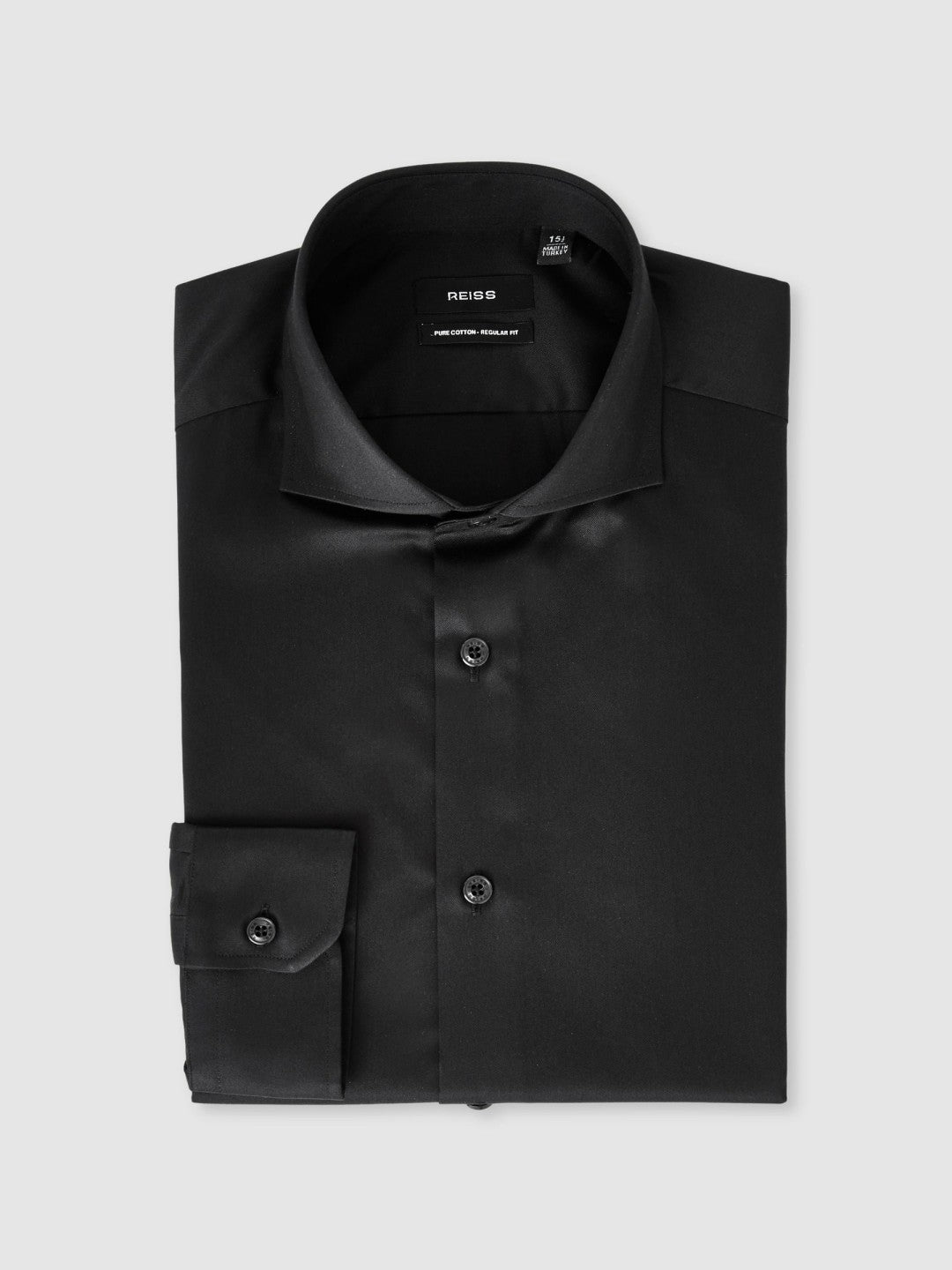 Slim Fit Slim-Fit Cotton Double-Cuff Shirt in Black Men | Reiss