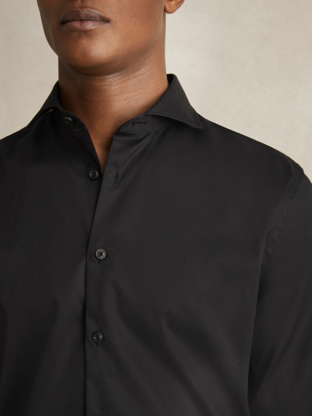 Slim Fit Slim-Fit Cotton Double-Cuff Shirt in Black Men | Reiss