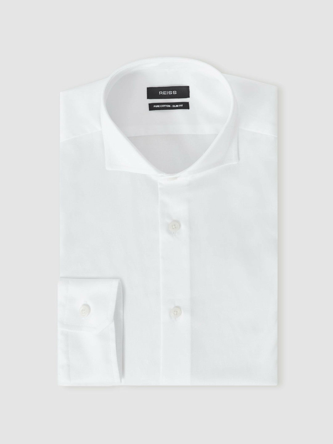 Regular Fit Slim-Fit Cotton Double-Cuff Shirt in White Men | Reiss
