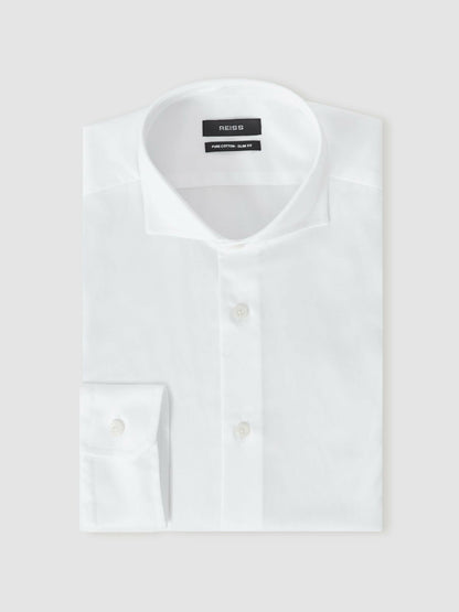 Regular Fit Slim-Fit Cotton Double-Cuff Shirt in White Men | Reiss