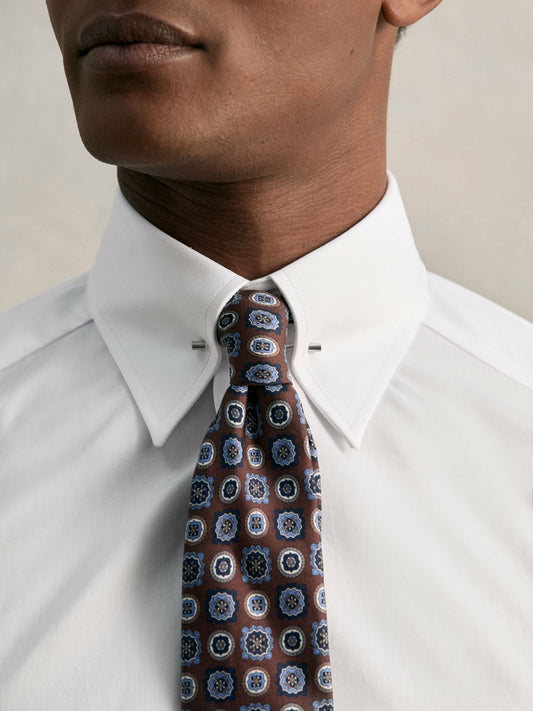 Slim Fit Cotton Pin Collar Shirt in White Men | Reiss