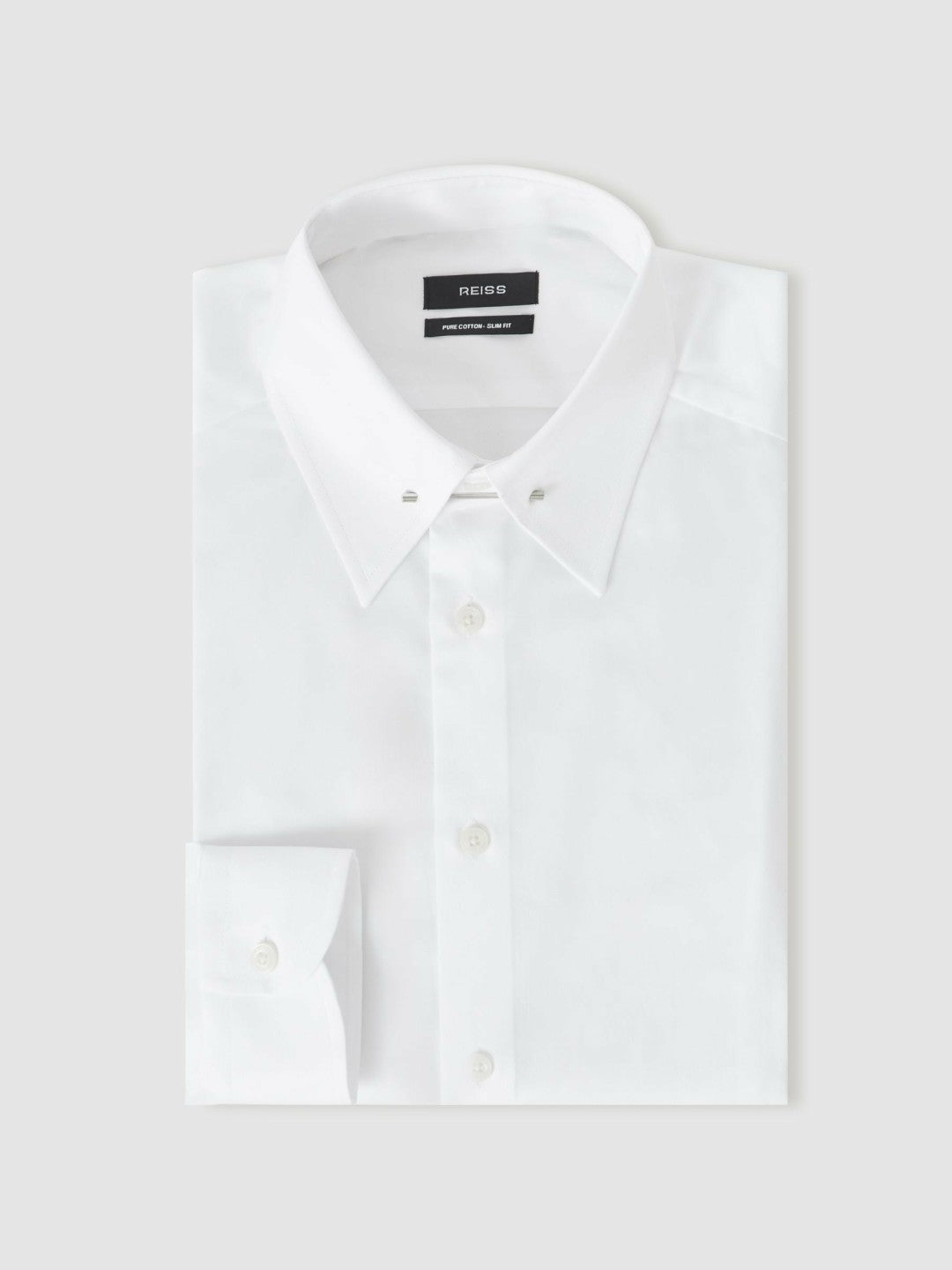 Slim Fit Cotton Pin Collar Shirt in White Men | Reiss