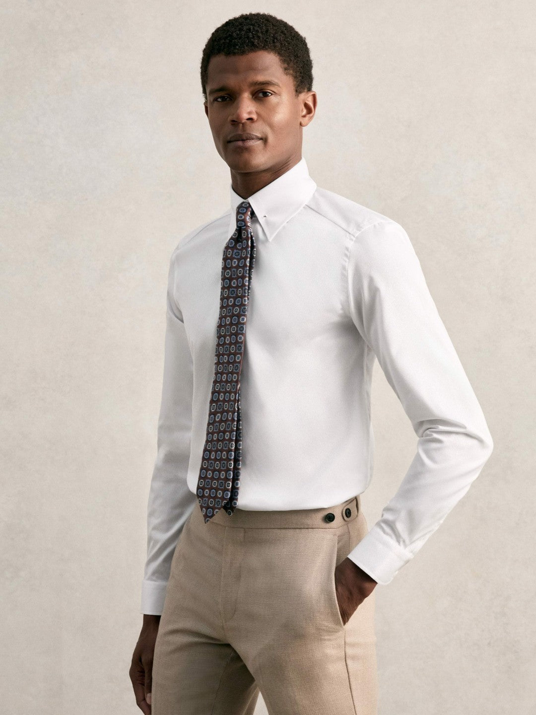Slim Fit Cotton Pin Collar Shirt in White Men | Reiss