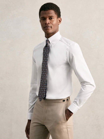 Slim Fit Cotton Pin Collar Shirt in White Men | Reiss