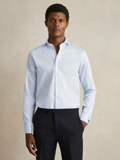 Regular Fit Slim-Fit Cotton Double-Cuff Shirt in Soft Blue Men | Reiss