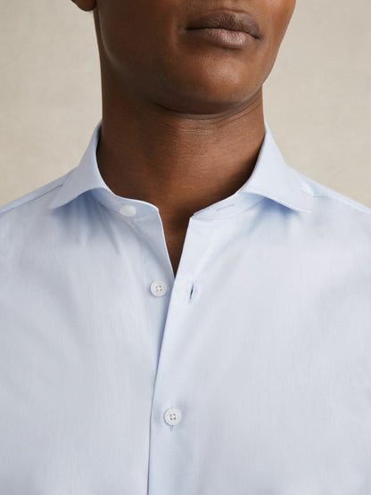 Regular Fit Slim-Fit Cotton Double-Cuff Shirt in Soft Blue Men | Reiss