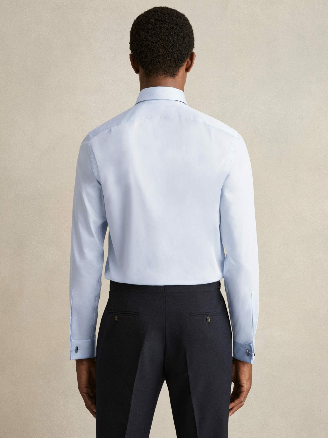 Regular Fit Slim-Fit Cotton Double-Cuff Shirt in Soft Blue Men | Reiss