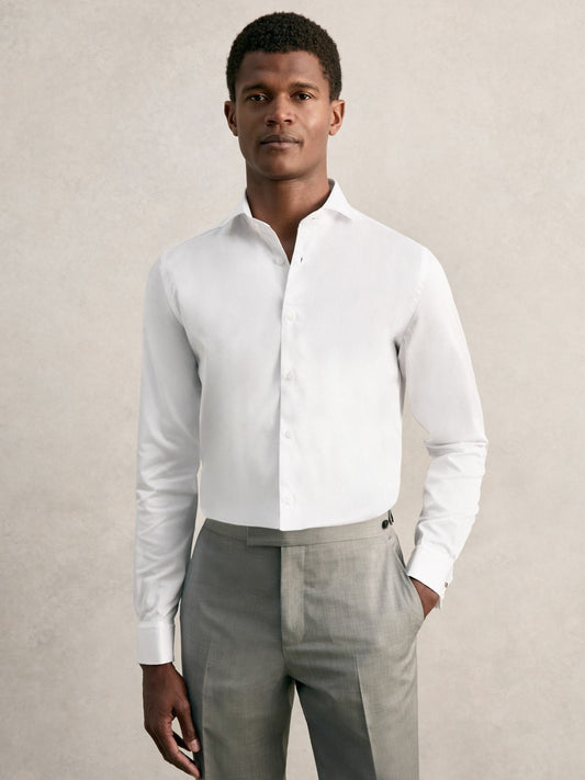 Slim Fit Slim-Fit Cotton Double-Cuff Shirt in White Men | Reiss