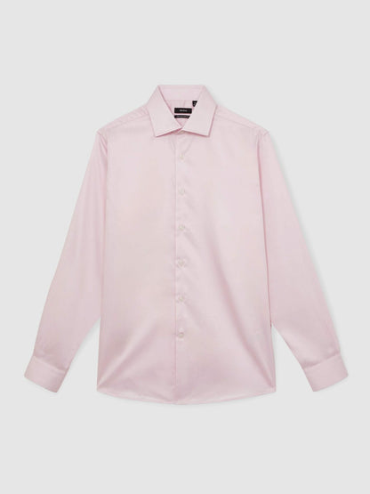 Regular Fit Cotton Sateen Shirt in Pink Men | Reiss