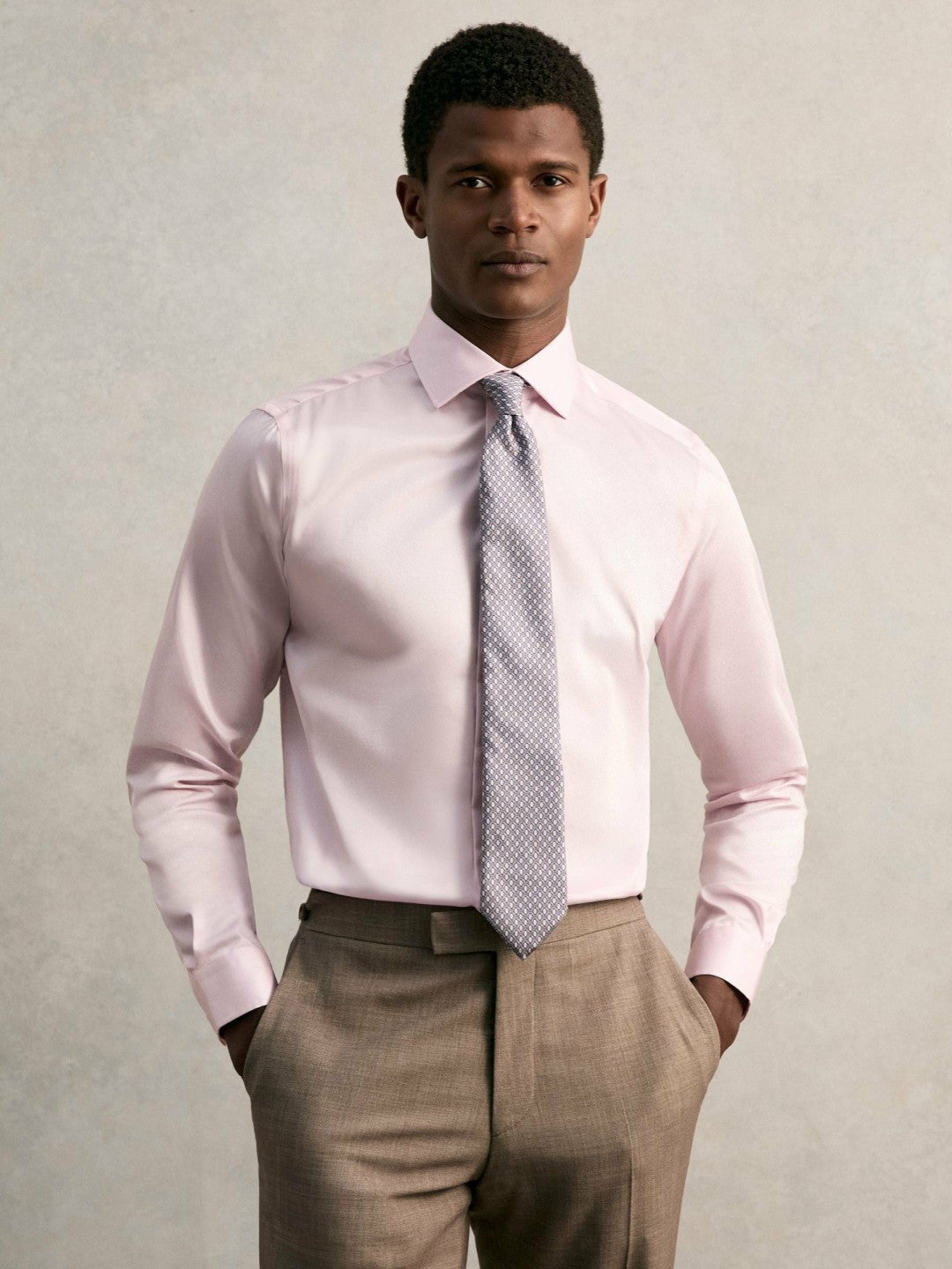 Regular Fit Cotton Sateen Shirt in Pink Men | Reiss