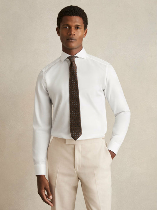 Slim Fit Cotton-Twill Two-Fold Shirt Slim-Fit in White Men | Reiss