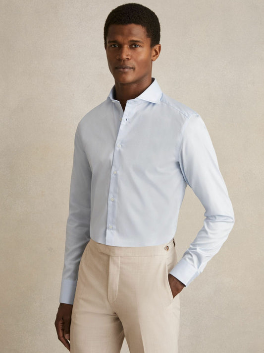 Slim Fit Cotton-Twill Two-Fold Shirt Slim-Fit in Soft Blue Men | Reiss